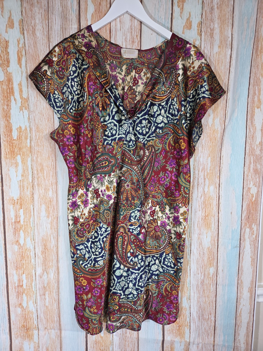 California Dynasty Y2k Paisley Floral Boho Nightgown Mini Dress Size 1X 90s